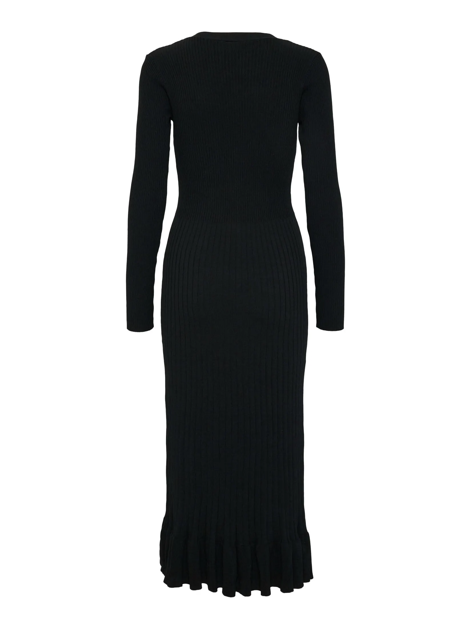 Mikke Ls Midi Knit Dress S - Black