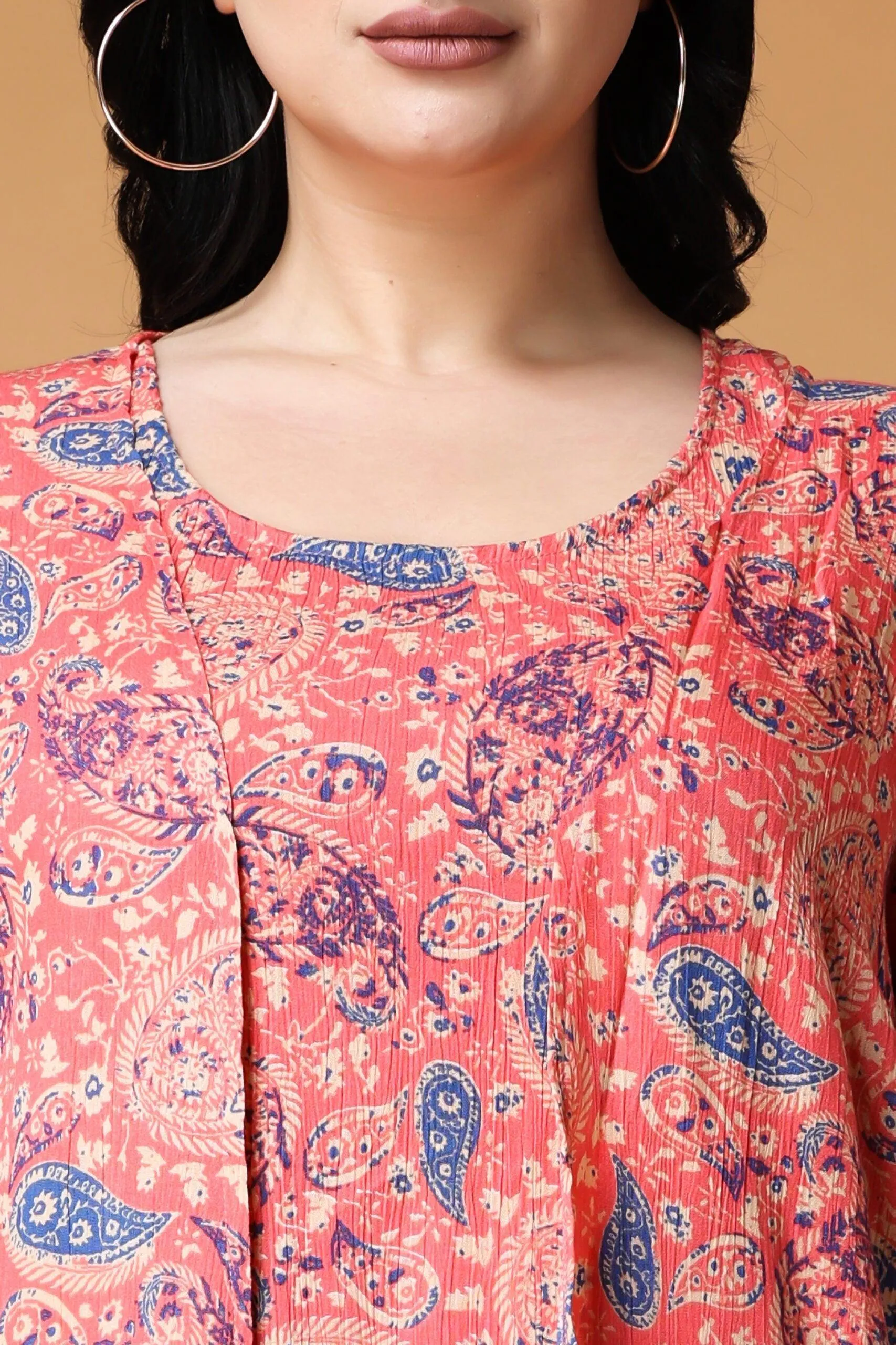 Motif Printed Dress with Shrug