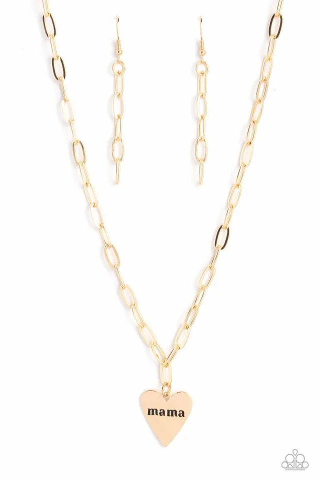 Paparazzi Necklace ~ Mama Cant Buy You Love - Gold