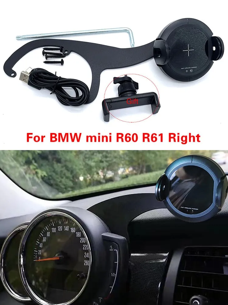 Phone Holder for BMW MINI Countryman R60 Cooper S R61 Wireless Charging Cell Phone Support HUD Stand Auto Accessories