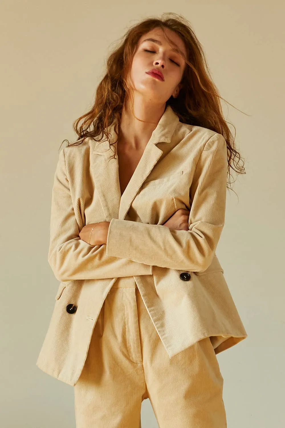 Pierre Corduroy Double Breasted Blazer by Crescent