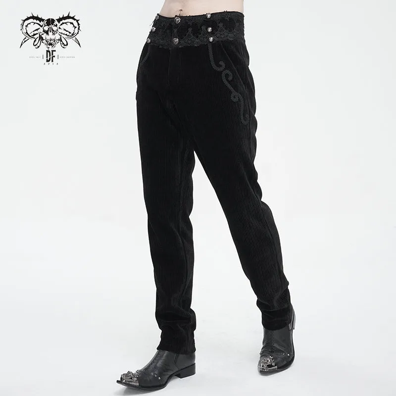 PT22601 Black Gothic high waist chenille men's trousers