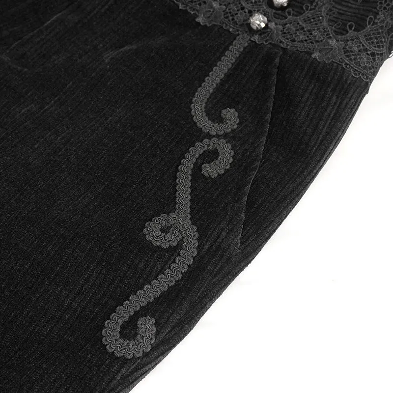 PT22601 Black Gothic high waist chenille men's trousers