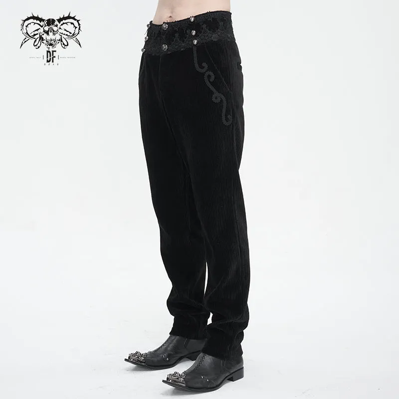 PT22601 Black Gothic high waist chenille men's trousers