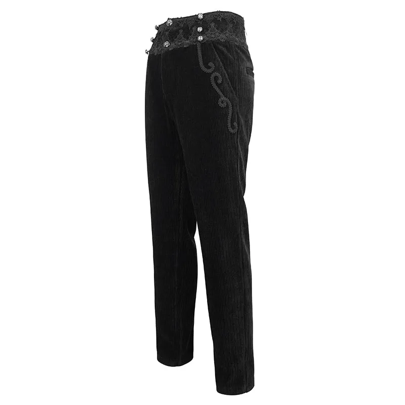 PT22601 Black Gothic high waist chenille men's trousers