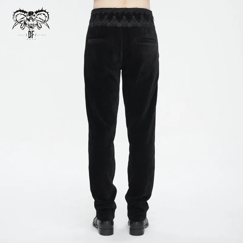 PT22601 Black Gothic high waist chenille men's trousers