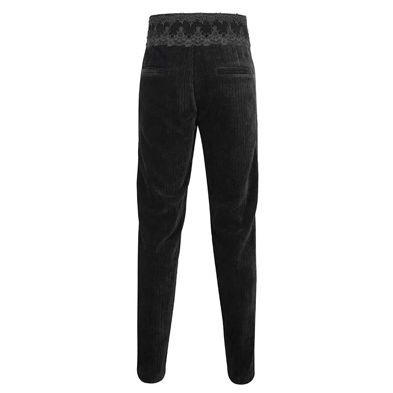 PT22601 Black Gothic high waist chenille men's trousers
