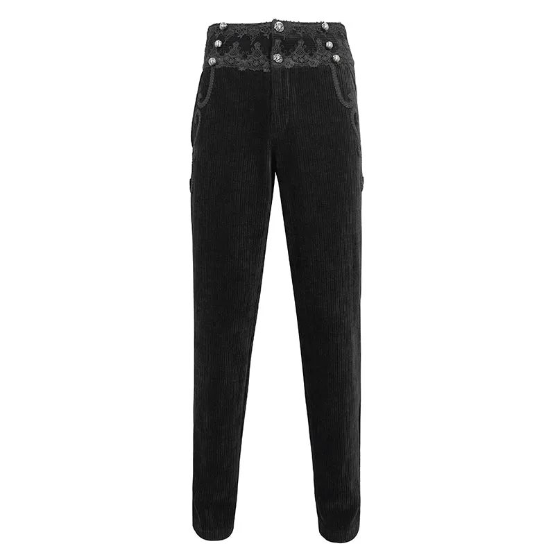 PT22601 Black Gothic high waist chenille men's trousers