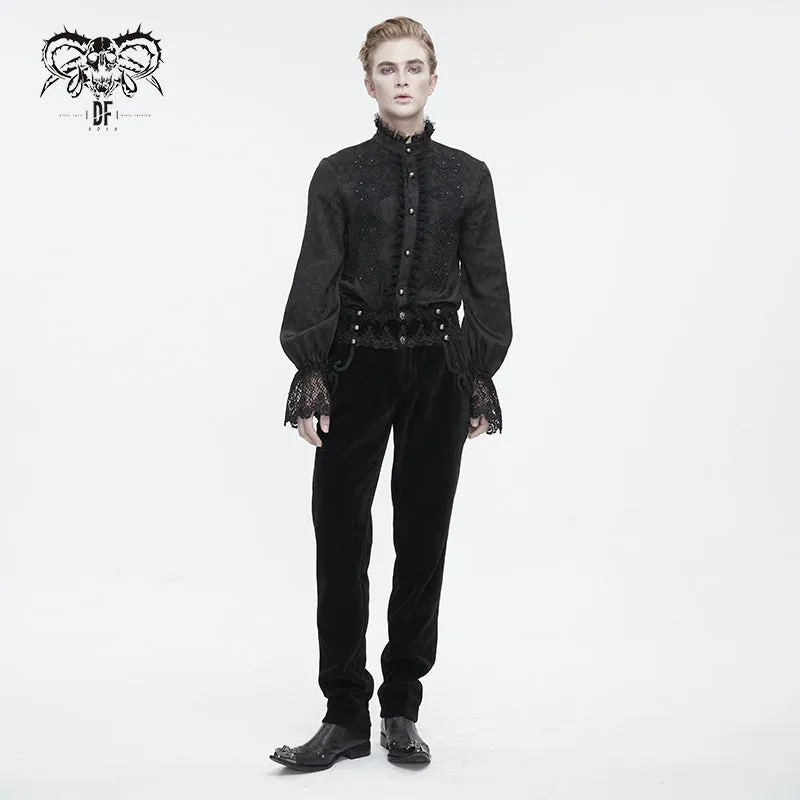 PT22601 Black Gothic high waist chenille men's trousers