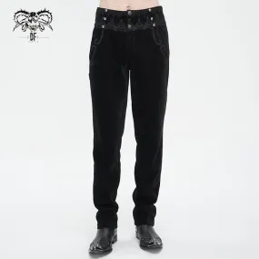PT22601 Black Gothic high waist chenille men's trousers
