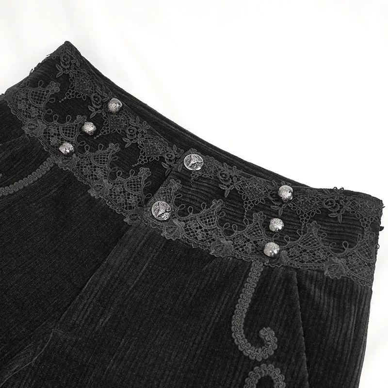 PT22601 Black Gothic high waist chenille men's trousers
