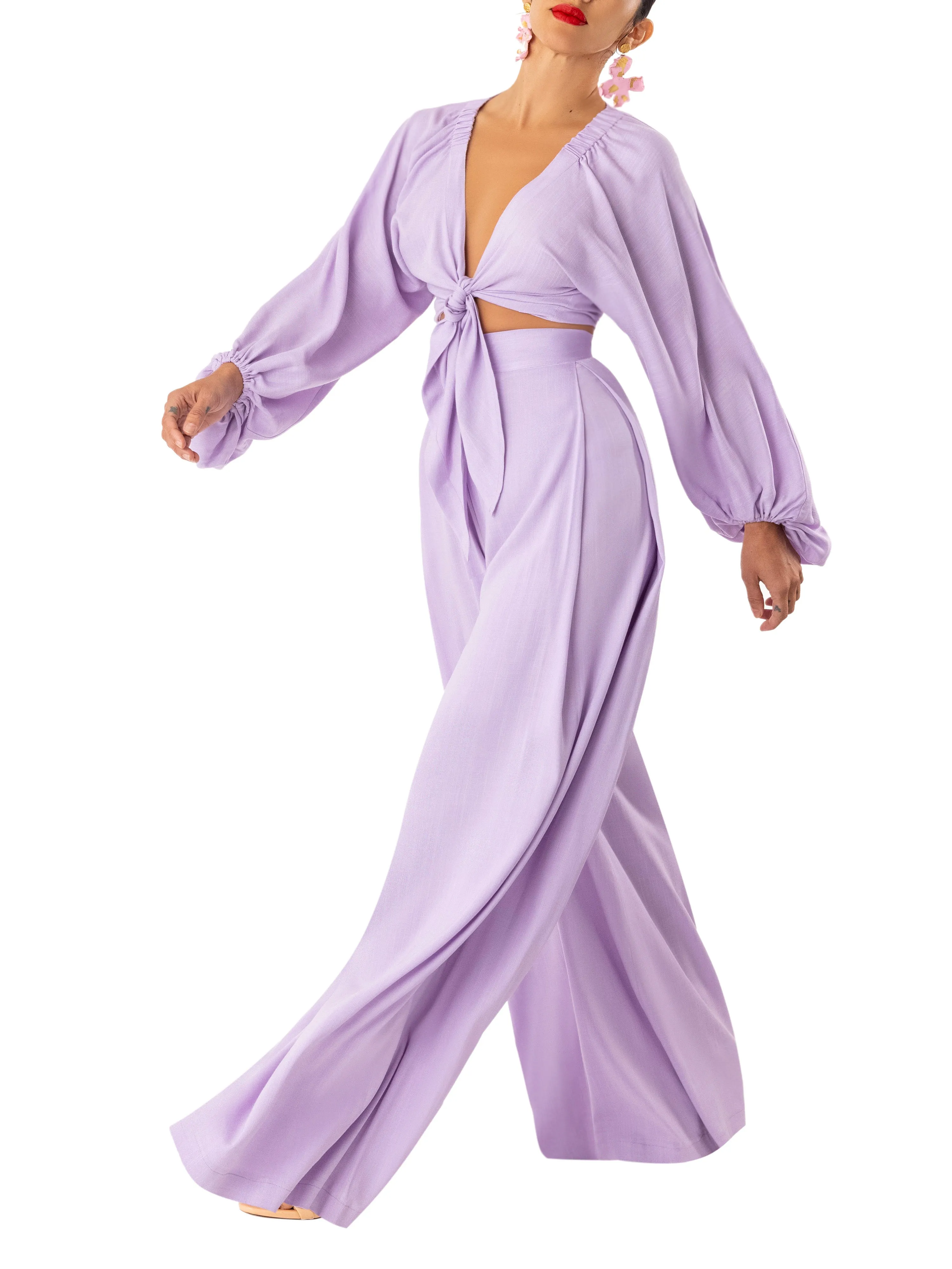 "Salvia" Lilac Wide Leg Pants
