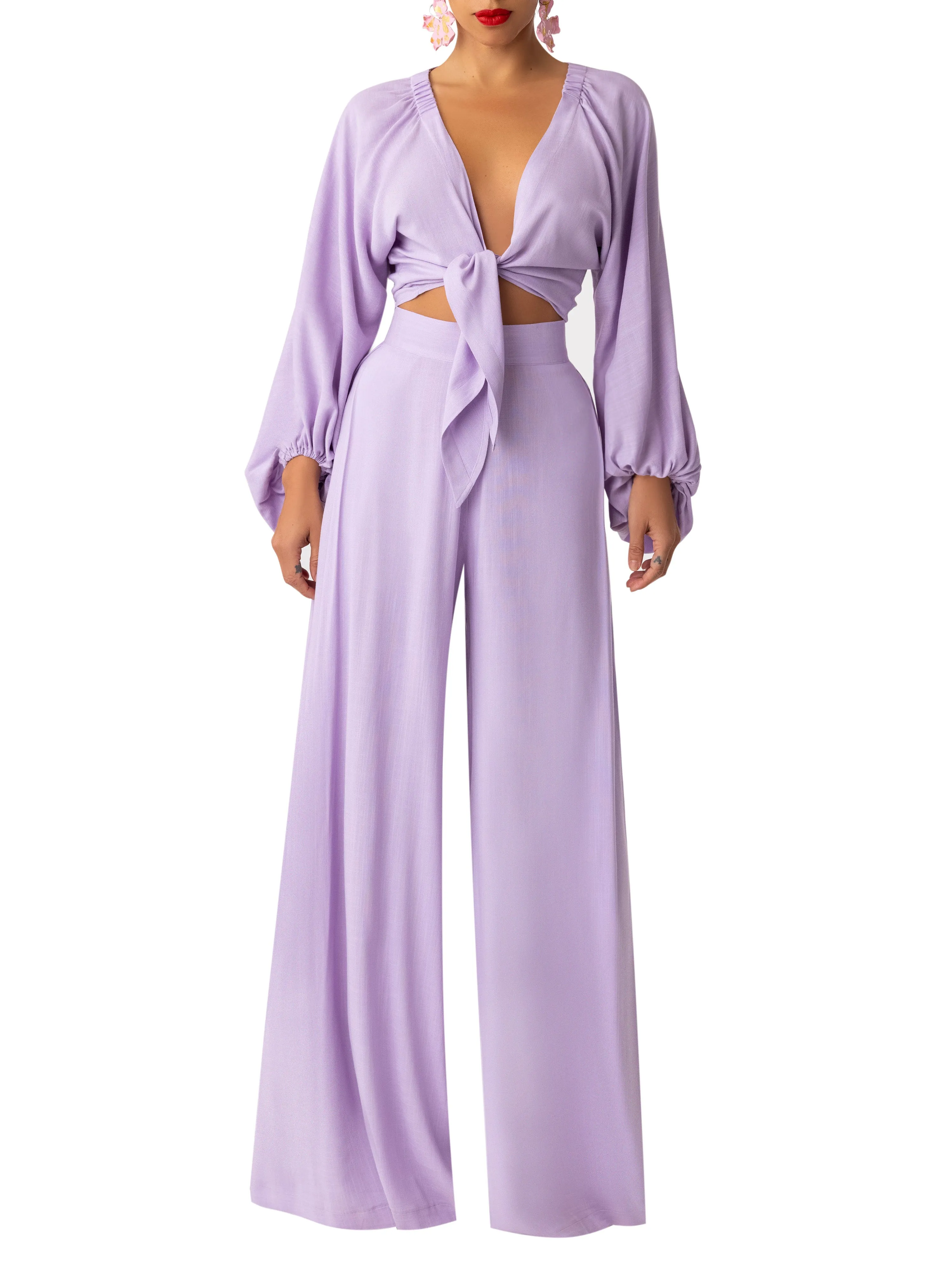 "Salvia" Lilac Wide Leg Pants