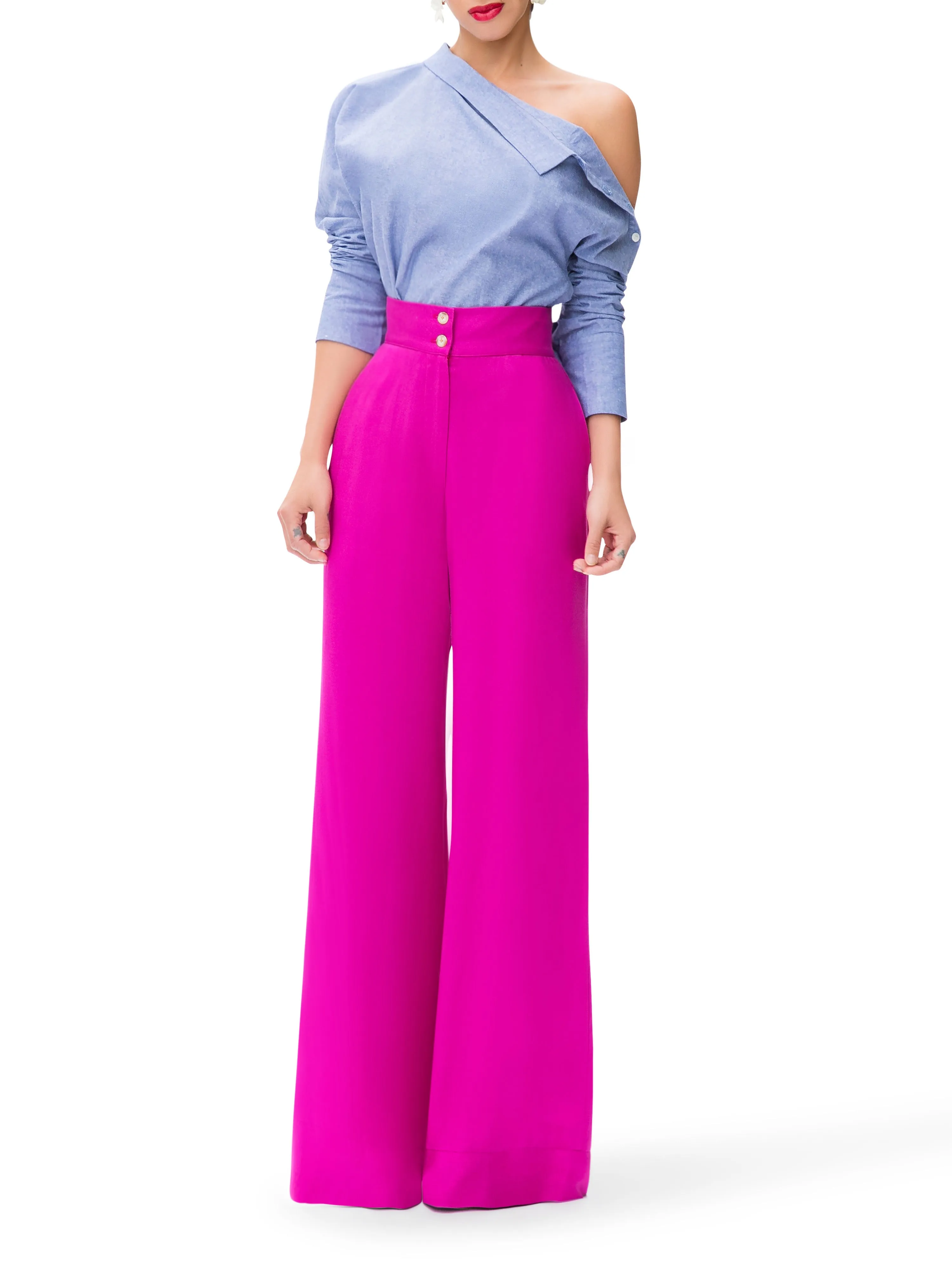 "Santiago"  Magenta High Waist Pants