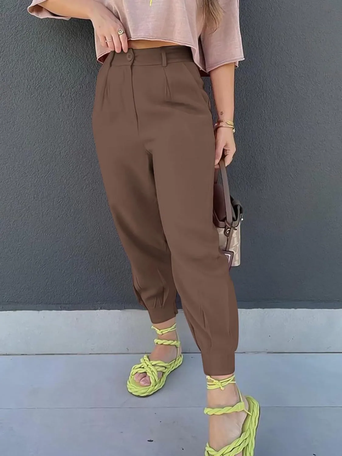 "School Daze" High Waist Cropped Pants