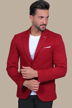 Red Notch Lapel Blazer: Bold & Structured