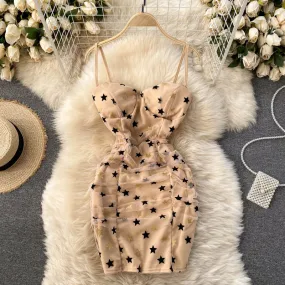 Sexy Star-embellished Mesh Ruffled Dress