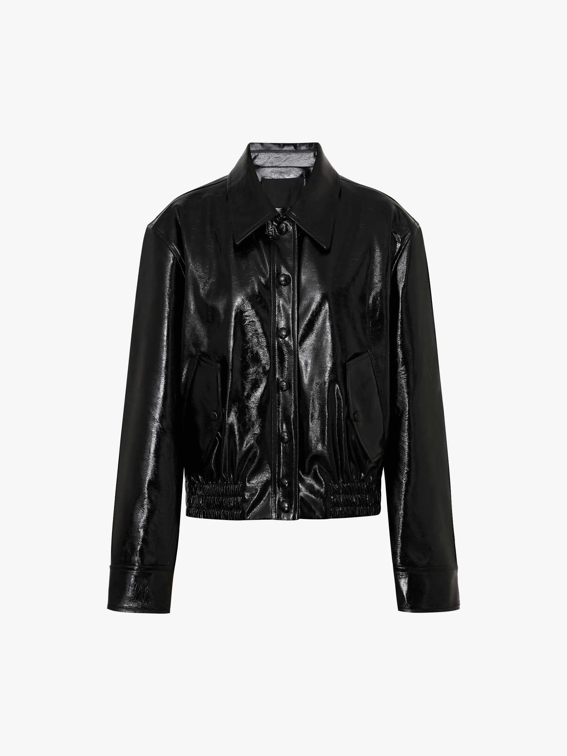 Snap Button Leather Jacket