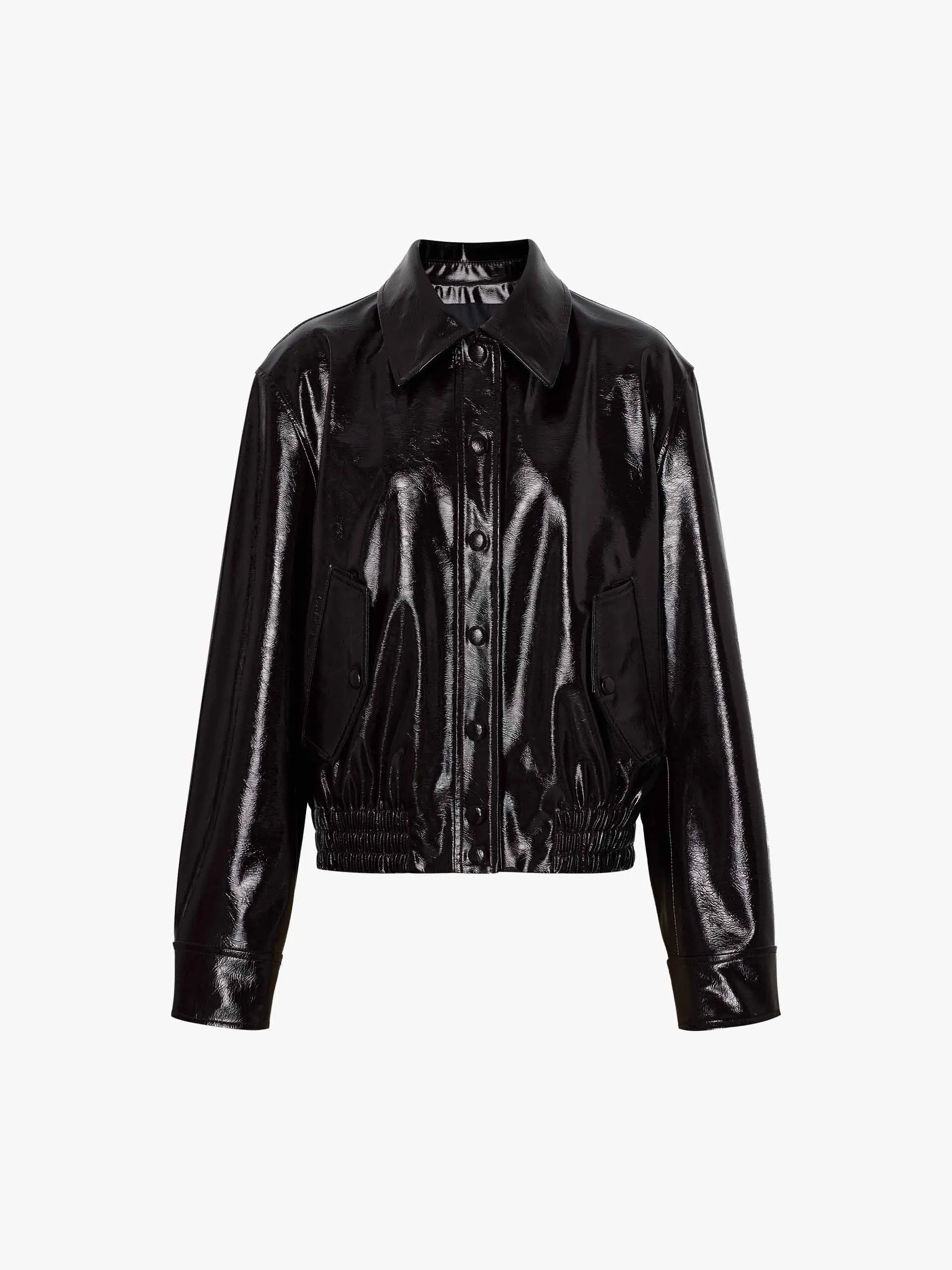 Snap Button Leather Jacket