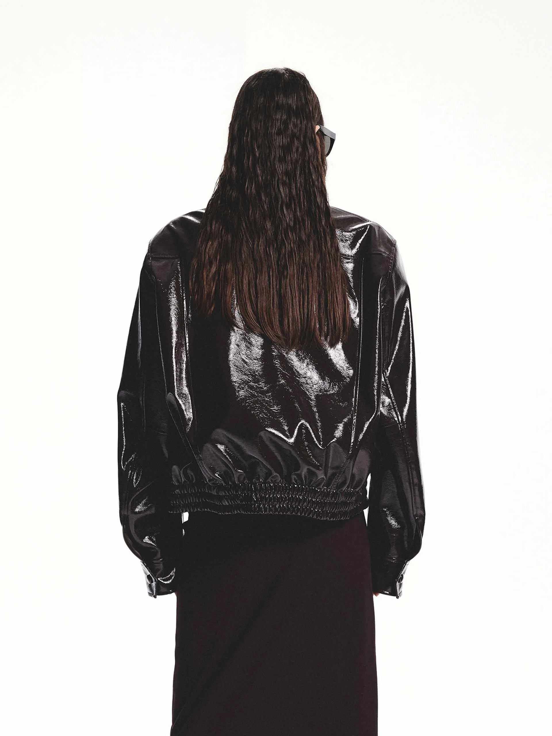 Snap Button Leather Jacket