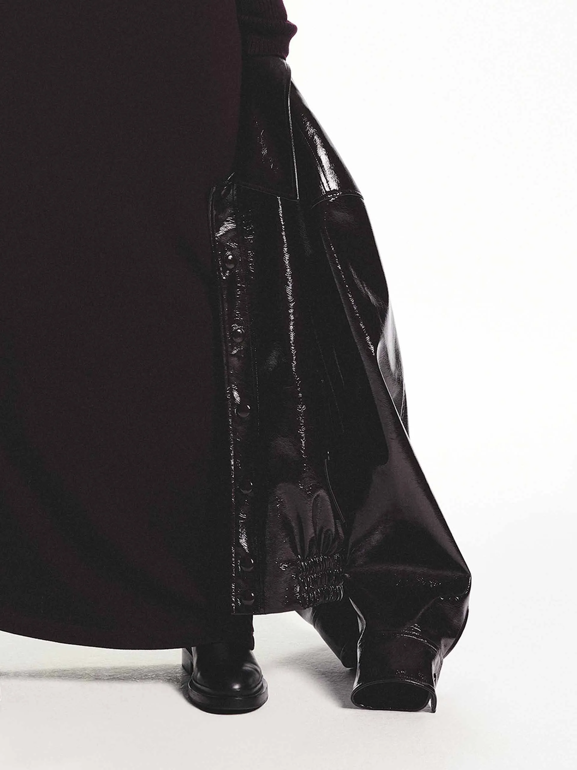 Snap Button Leather Jacket