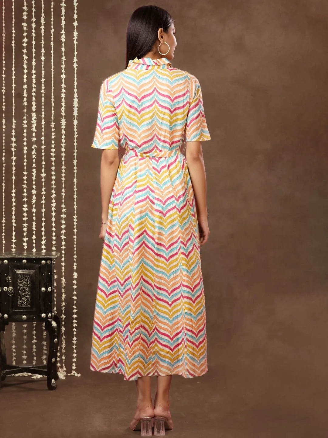 Sunset Chevron Miidi Dress