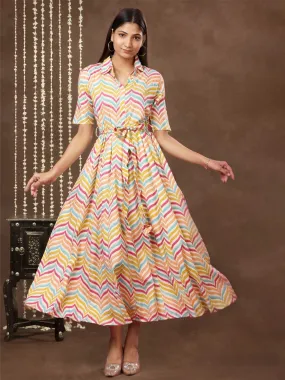 Sunset Chevron Miidi Dress