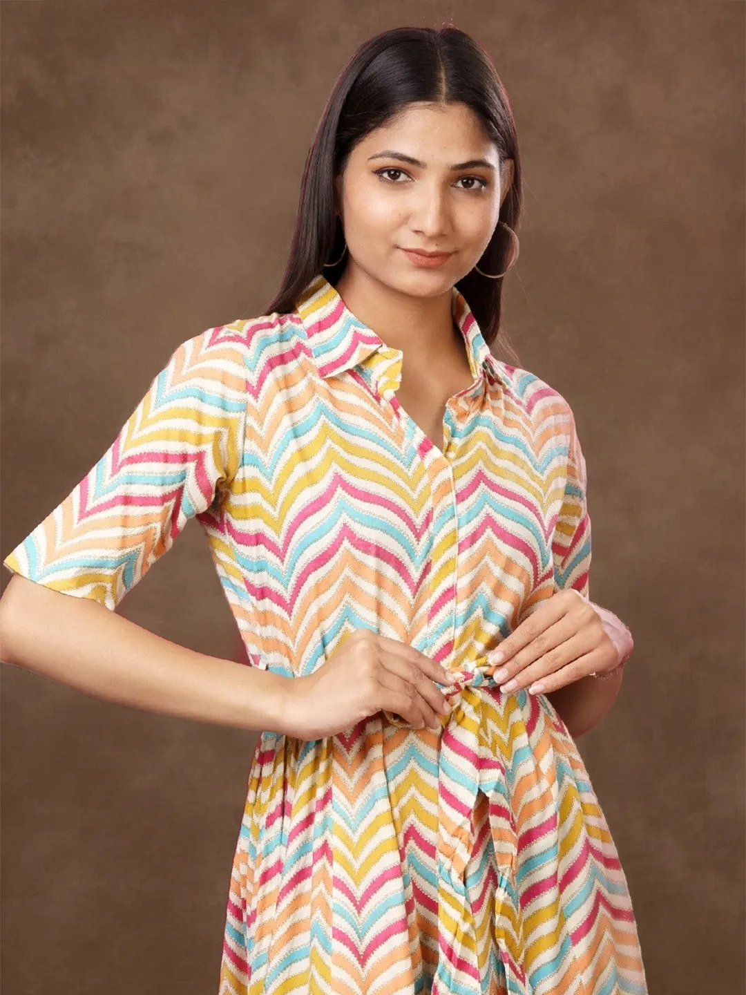 Sunset Chevron Miidi Dress