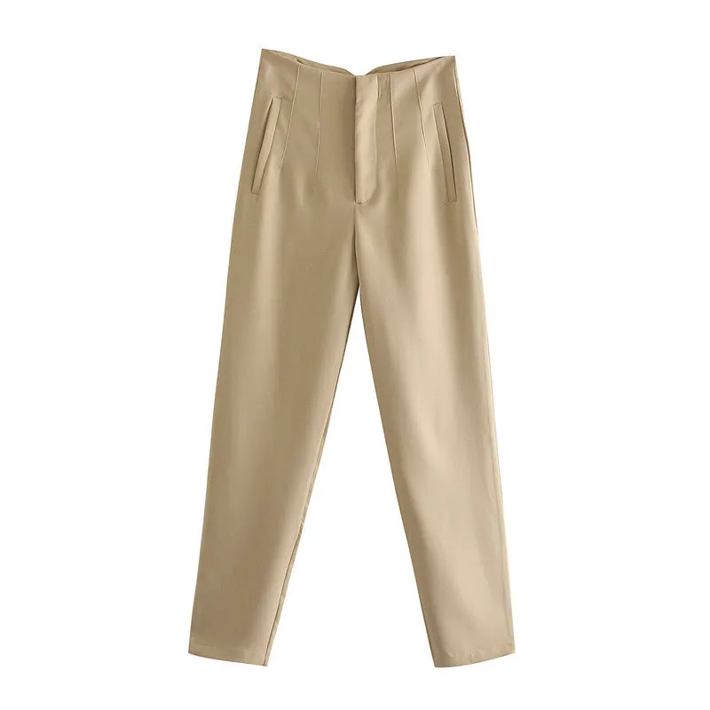 Trend4us Women’s High-Waisted Tapered Trousers