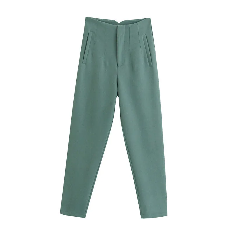 Trend4us Women’s High-Waisted Tapered Trousers