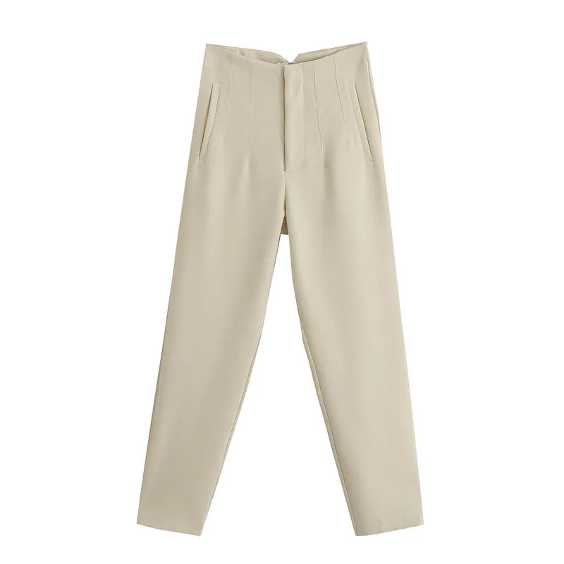 Trend4us Women’s High-Waisted Tapered Trousers