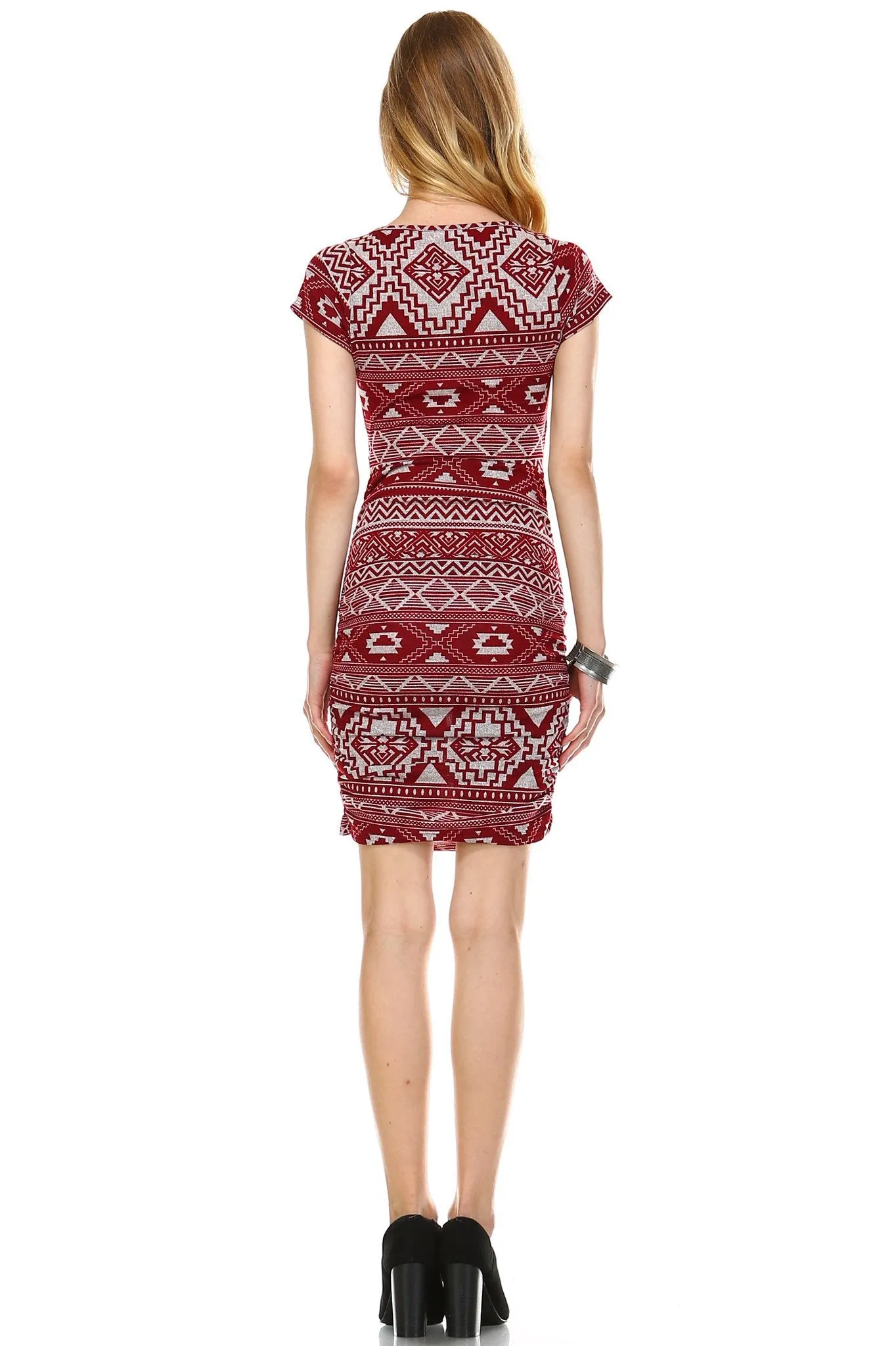Women's Printed V-neck Bodycon Dress